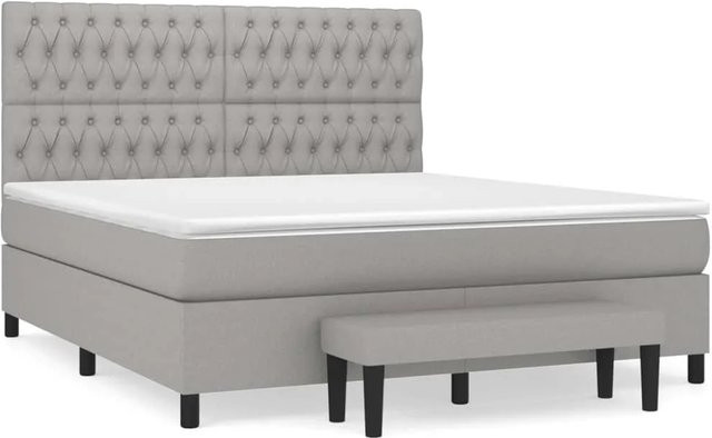 vidaXL Boxspringbett Hybrid mit Matratze und Kopfteil in Grau, B/T/H: 180 x 200 x 118 cm - Bild 1