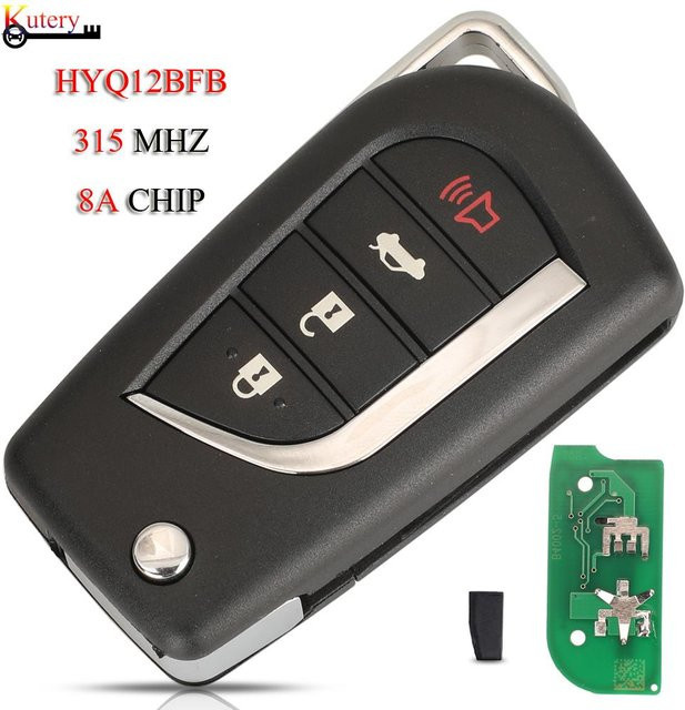 Jingyuqin Smart Autoschlüssel mit Fernbedienung für Toyota Camry Corolla RAV4, faltbar, 315MHz, ID-H (8a) Chip, 4 Tasten, Schwarz - Bild 1
