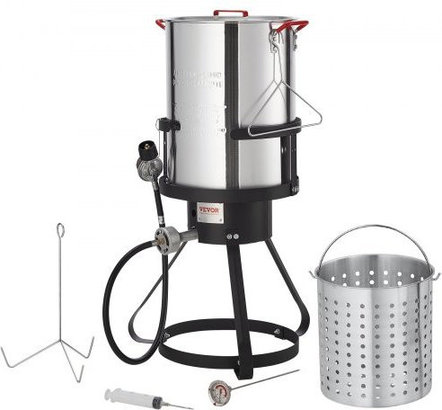 VEVOR Turkey Deep Fryer Set mit 30-qt Kochtopf aus Aluminium, 54.000 BTU Propangasbrenner, Korb, Geflügelrost und Thermometer - Bild 1
