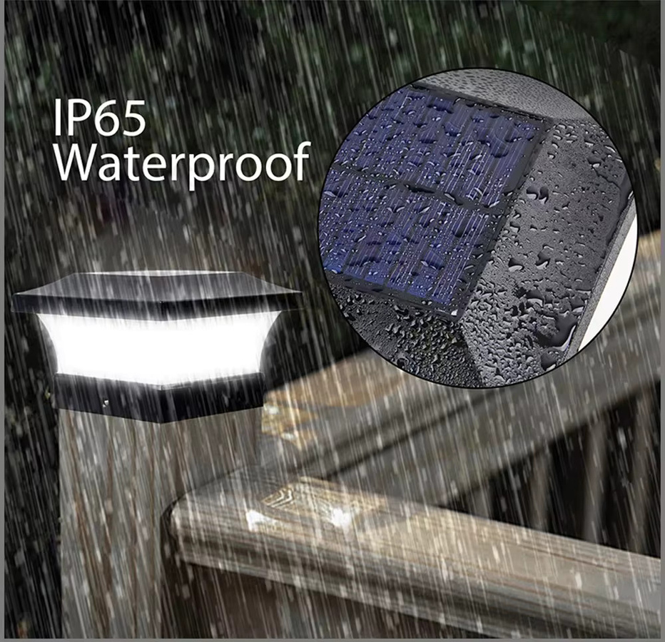Crepow Solar LED Gartenlampe IP65 Wasserdicht Quadratische Zaunleuchte Schwarz - Bild 2