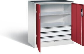 C+P Werkzeugschrank Acurado aus Stahl in Rubinrot und Lichtgrau, H: 100 cm, B: 93 cm, T: 50 cm - Bild 1