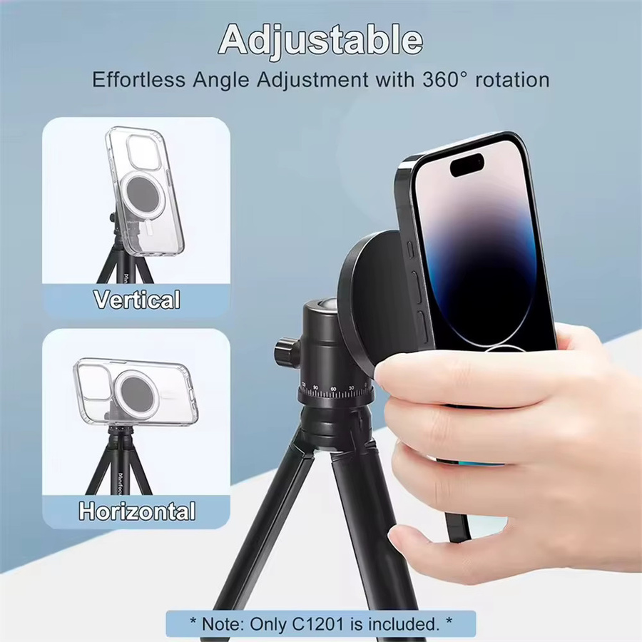 FANGTUOSI Magnetischer Smartphone-Halter in Schwarz mit 360 Grad Rotation und 1/4 Zoll sowie 3/8 Zoll Arri-Locating Holes Stativhalterung - Bild 4