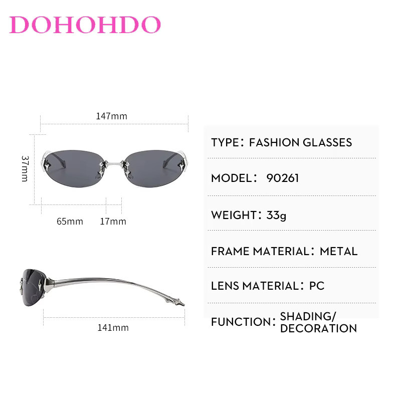 DOHOHDO Sonnenbrille, randlos, oval, Metall, Unisex - Bild 2