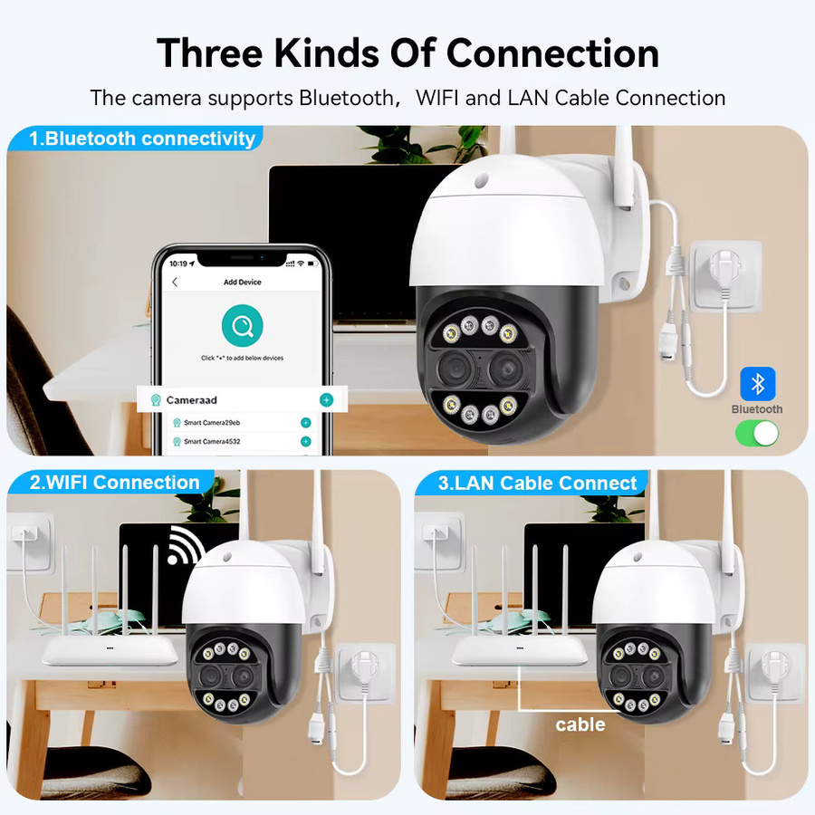 HAMROLTE 8MP PTZ WiFi Außenkamera mit zwei Objektiven, 8-fachem Digitalzoom, Zwei-Wege-Audio und IP-Überwachungsfunktion in Weiß - Bild 6