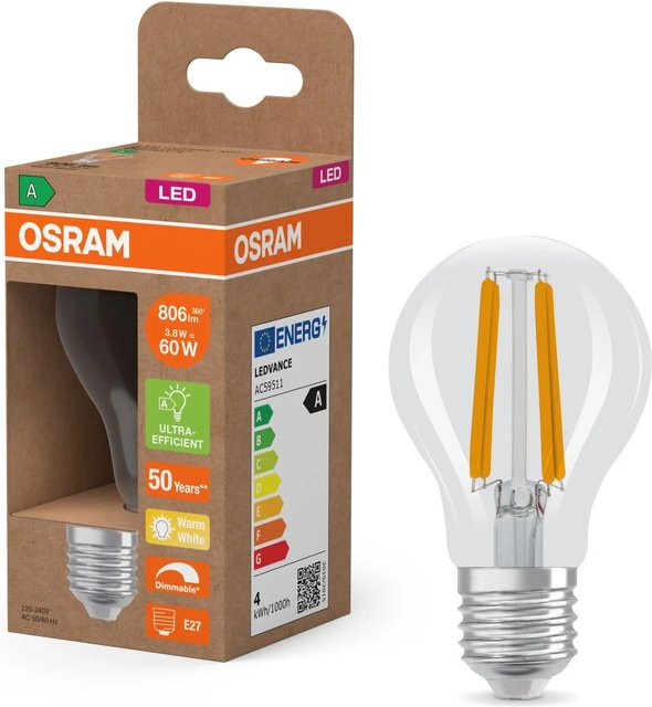 Osram LED Lampe E27 A60 Warmweiß Dimmbar Transparent B/T/H: 6,0 x 6,0 x 10,5 cm - Bild 2