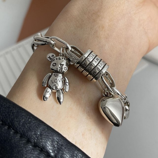 Armband 925 Silber, Herz, Vintage, Unisex - Bild 1