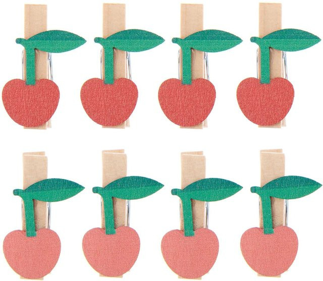 Rico Design Holzklammern Kirsche in Rot und Multicolour, 6 Stück - Bild 1