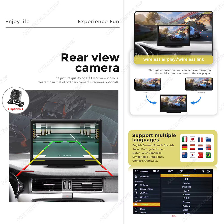 Navifly 7-Zoll Smart-Screen Autoradio mit kabellosem CarPlay und Android Auto, tragbarer Multimedia-Player in Schwarz mit AHD, Bluetooth und Wi-Fi - Bild 4