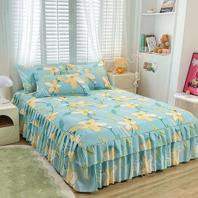 Super Six Bettrand mit Blumenmuster in Blau, doppellagig und rutschfest, B/T: 120 x 200 cm - Bild 1