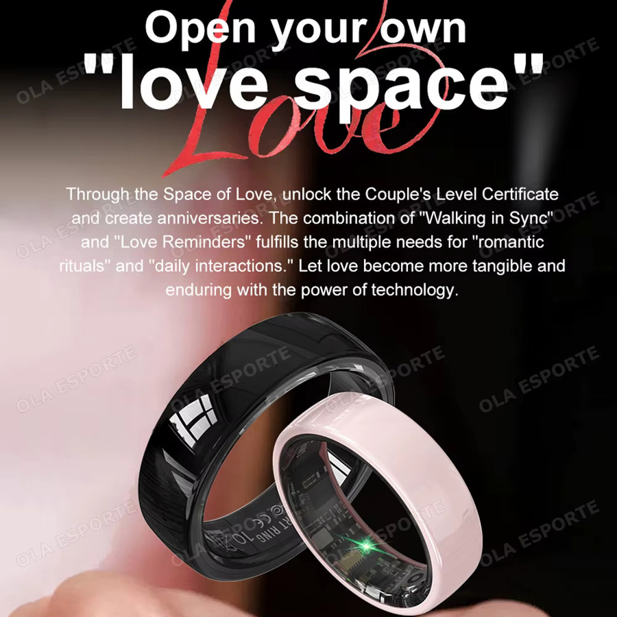 Ola Esporte Keramik-Smartring Pink Unisex Gesundheits-Tracker mit Blutdruck-, Sauerstoff- und Herzfrequenz-Monitor sowie Schlaf- und Sportverfolgung IP68 Wasserdicht - Bild 2