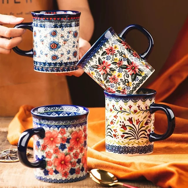 Keramik-Kaffeetasse mit floralem Blumenmuster in Multicolour für Erwachsene - Bild 1