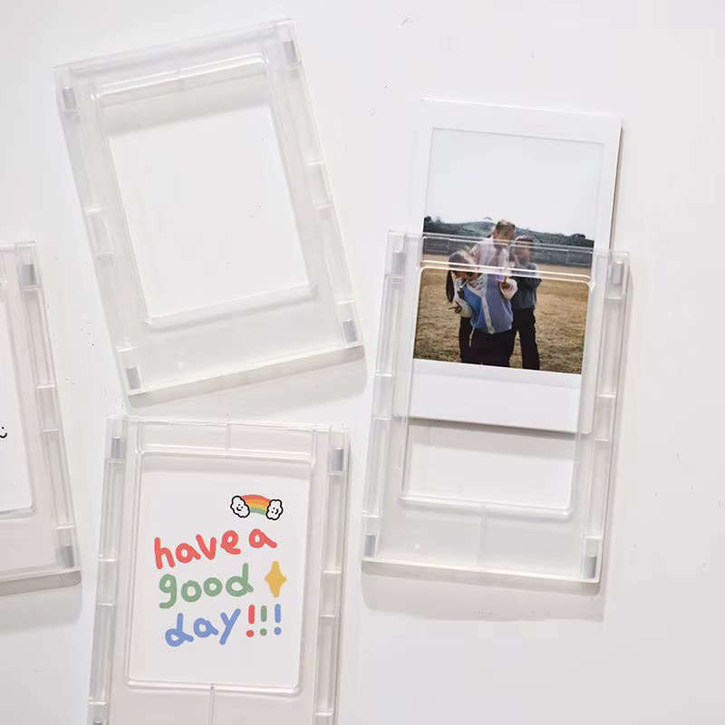 KEANG Minimalistischer Polaroid-Fotorahmen aus transparentem Acryl mit Magnetverschluss, Blau, 3 Zoll, Desktop-Display - Bild 2