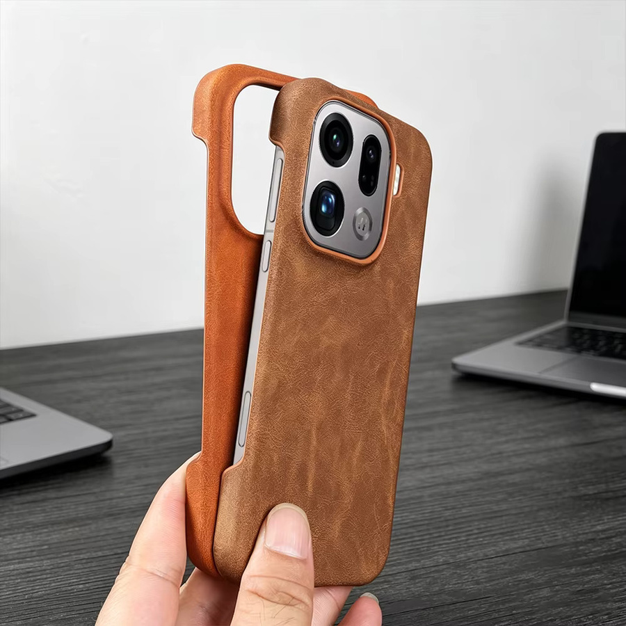 Hautähnliche Leder-Schutzhülle für OPPO Find X9 Ultra X8 Pro X7 Ultra X6 in Rot und Braun - Bild 2