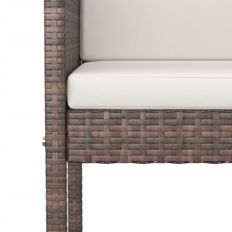 vidaXL 7-tlg Gartenbar-Set aus Poly Rattan mit Kissen und Hartglas, Braun - Bild 4
