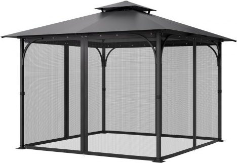 VEVOR Moskitonetz für Pavillon, 4-teiliger Insektennetz-Ersatz mit Doppelreißverschluss, Farbe: Schwarz, B/T/H: 304,8 x 304,8 x 198,1 cm - Bild 1