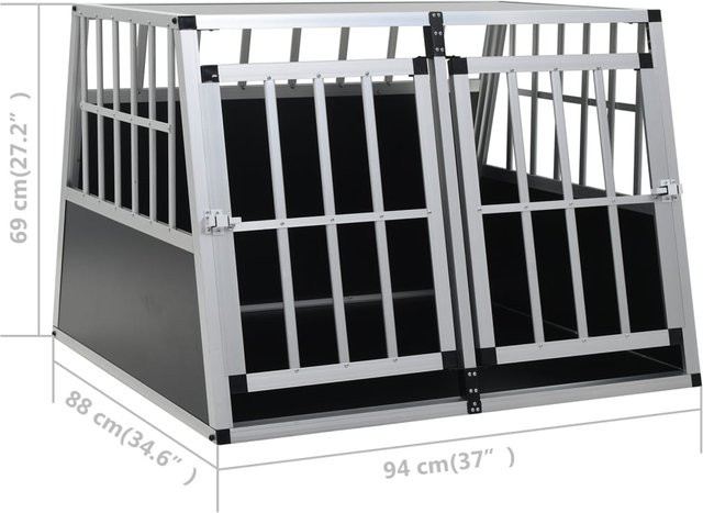 vidaXL Hundetransportbox mit Doppeltür in Silber, B/T/H: 94 x 88 x 69 cm - Bild 3
