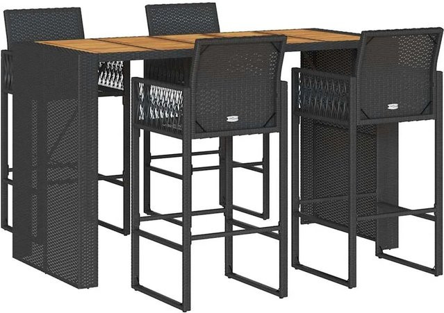 vidaXL 5-tlg Gartenbar-Set aus Poly-Rattan und Akazienholz in Schwarz - Bild 1