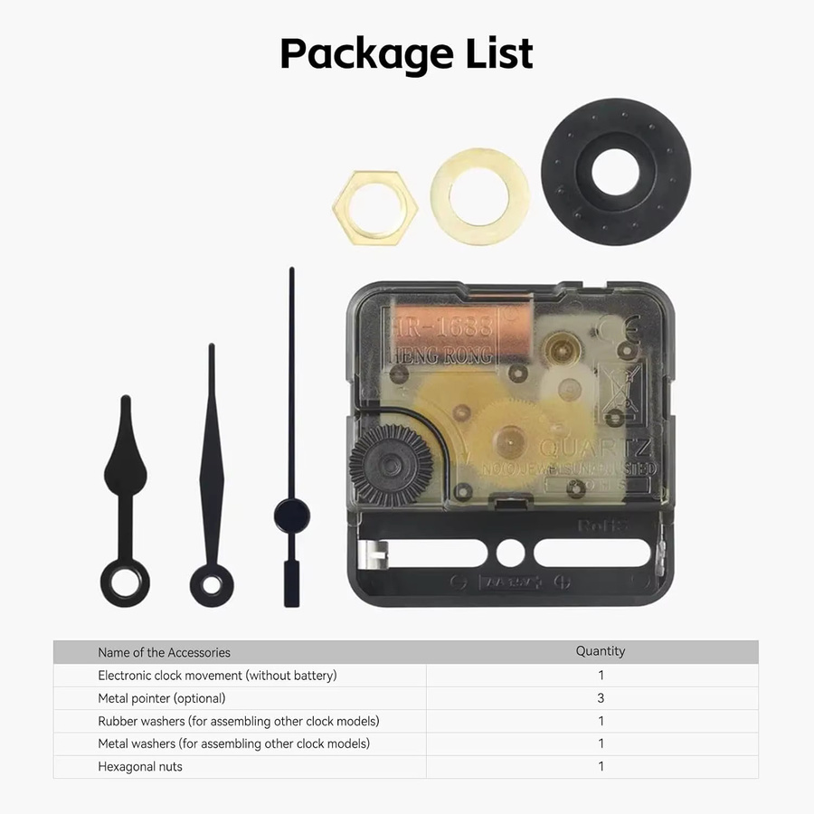 Bambu Lab Clock Components Kit 011 Hardware-Kit für 3D-gedruckte Uhren - Bild 5