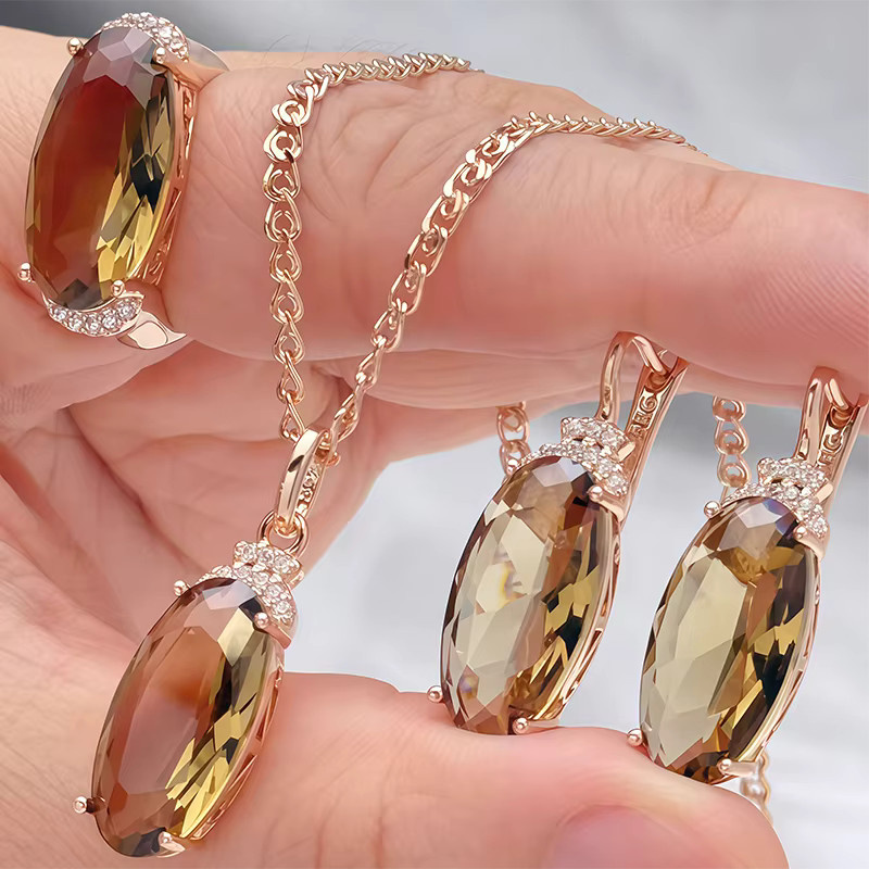 Wbmqda Halskette mit Steinanhänger, 585 Roségold, Zirkonia, Damen - Bild 2