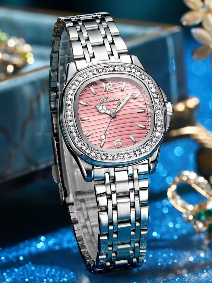 CHENXI Armbanduhr Edelstahl, Quarz, Eckig, Schwarz, Damen - Bild 4