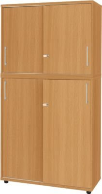 Schäfer Shop Genius Schrankkombination TETRIS WOOD Schiebetürenschrank in Buche-Dekor mit 5 Ordnerhöhen und Platz für bis zu 60 Standardordner - Bild 1