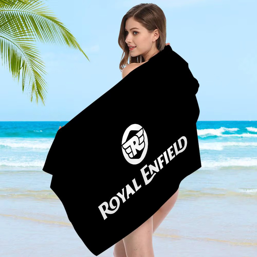 Potdemiel R-Royal E-Enfield Logo Anime Strandhandtuch für Kinder, Schwarz, Baumwolle - Bild 6