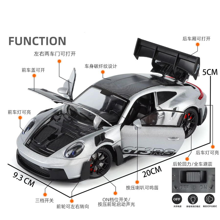 WELLY 911 GT3 RS Supersportwagen Modellauto, 1:24, mit Sound und Licht - Bild 4