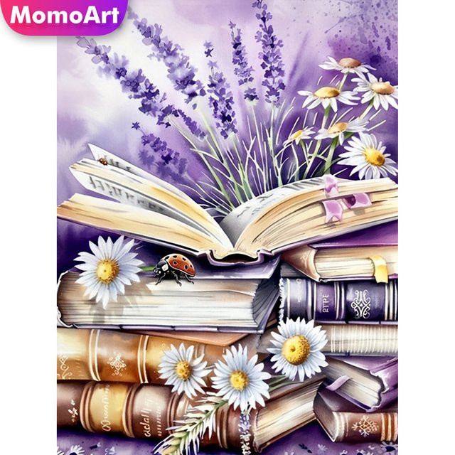 Momoart DIY Diamant Malbuch Gänseblümchen Blumen Bastelset als runde Wanddekoration, Multicolour, Durchmesser: 30 cm - Bild 1