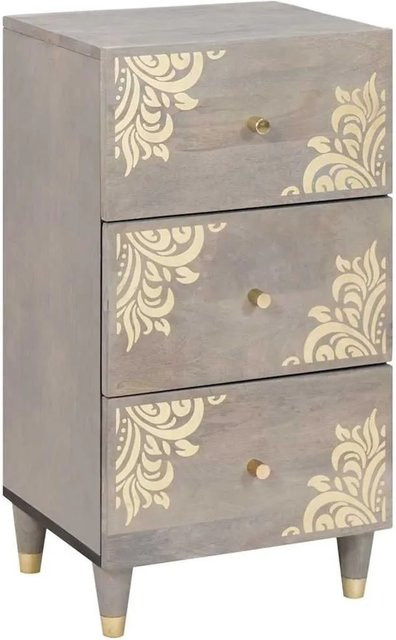 vidaXL Sideboard aus Mango Massivholz in Grau und Gold, B/T/H: 40 x 33 x 75 cm - Bild 1