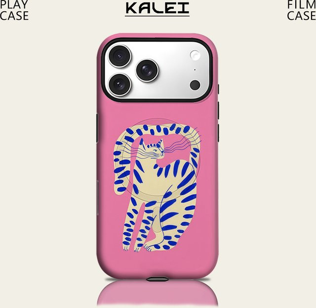 Potdemiel Handyhülle mit Katzen-Design für iPhone 17 16 15 14 13 Pro Max Plus in Rosa und Blau mit magnetischem Einzel- und Doppelschicht-Schutz - Bild 1