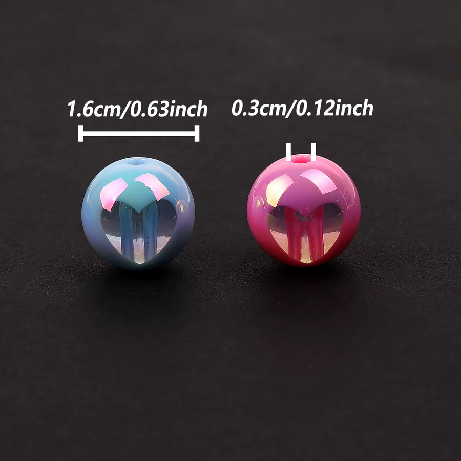 NASSBORO Acrylperlen, Herz in der Mitte, rund, Bunt, 16 mm, Unisex - Bild 4
