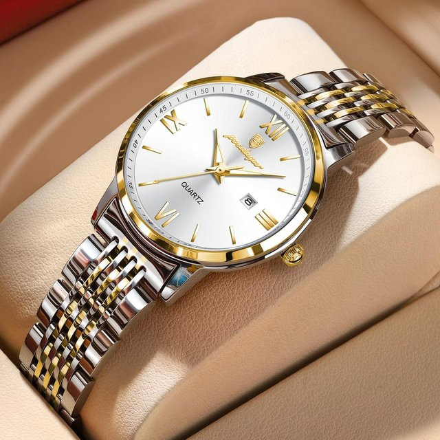 POEDAGAR Armbanduhr, Quarz, Edelstahl, Silber, Damen, Datum - Bild 1