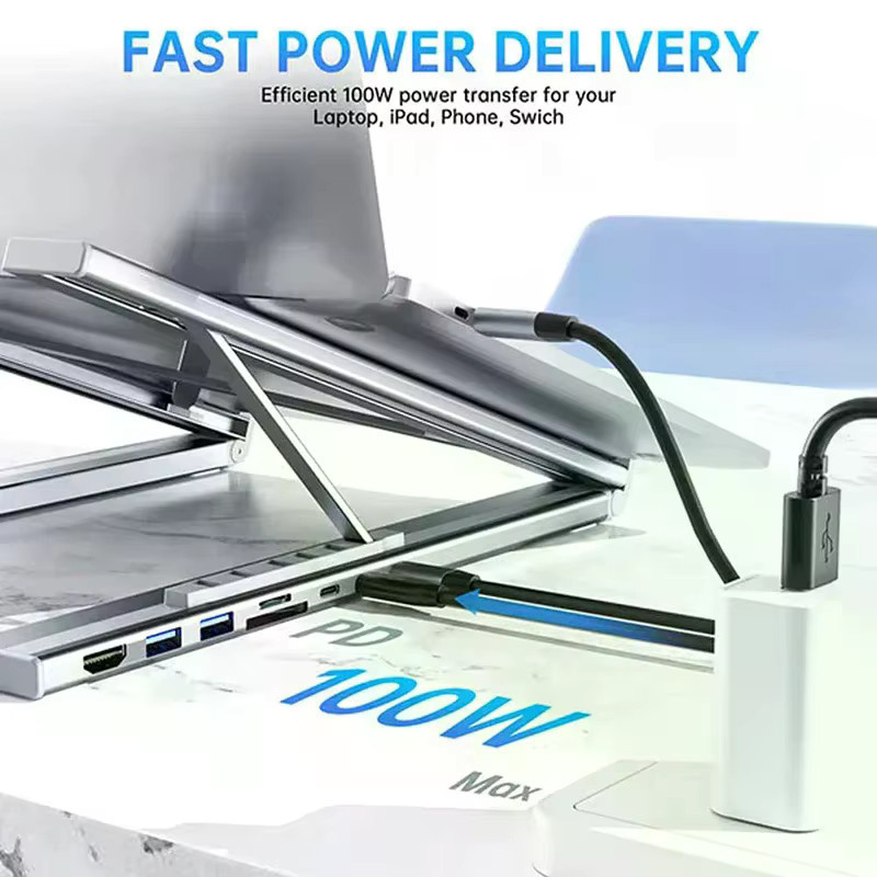 KOQZM 8-in-1 USB-C Laptop Ständer mit Dockingstation und faltbarem Typ-C Hub Adapter - Bild 2
