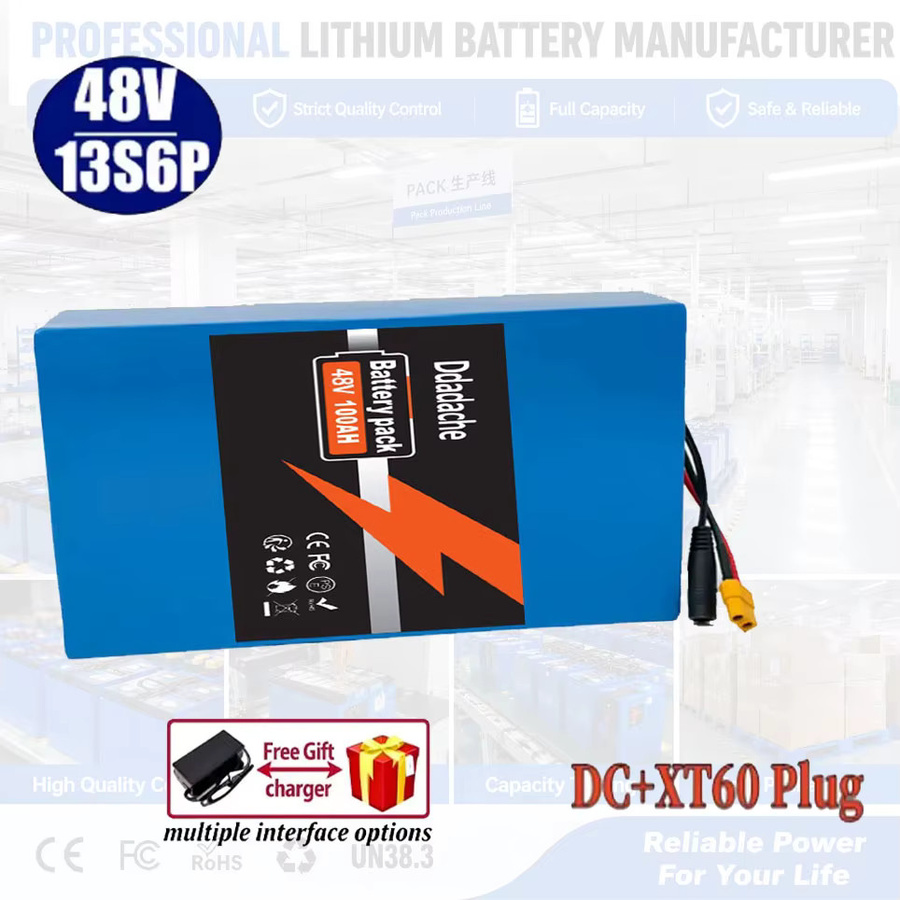 13S6P 48V 100Ah 2000W 18650 Li-Ionen-Akku in Blau für 54,6V-Fahrräder mit optionalem BMS-Stecker - Bild 8
