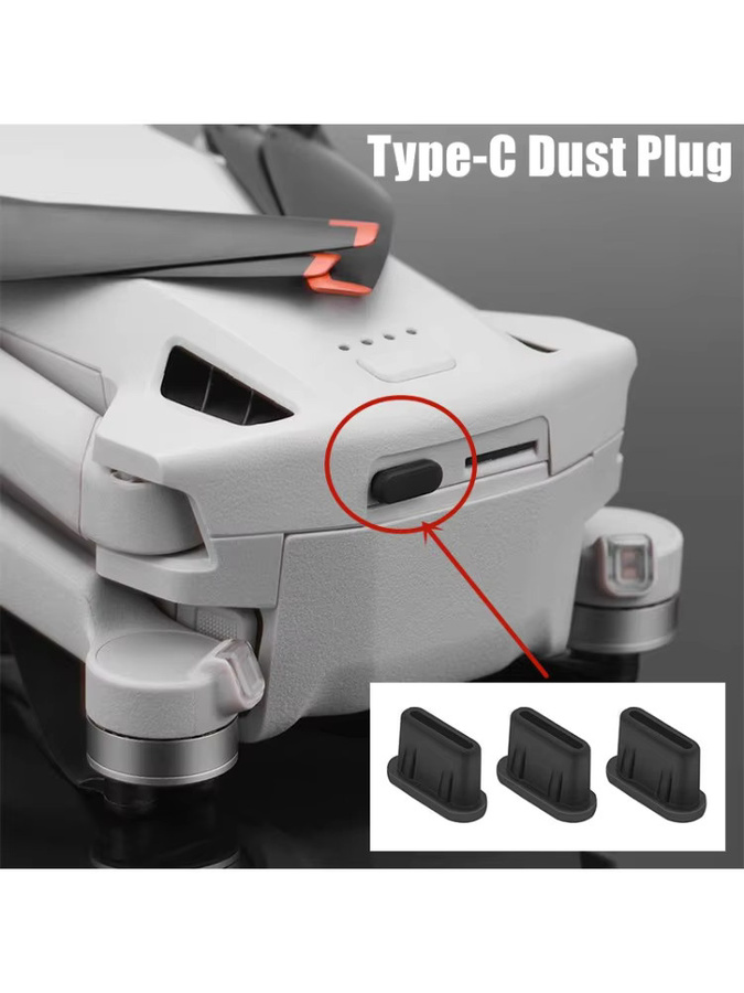 DJI Silikon Staubstecker Typ-C Abdeckung für Mini 3 Pro Körper und RC-N1/DJI RC Fernbedienung in Transparent - Bild 6