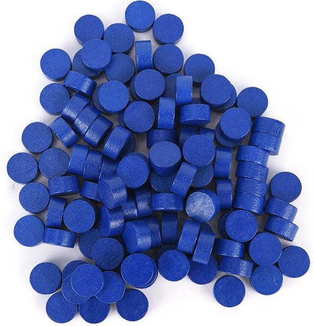 Binchi Spielmarken, Holz, 100 Stück, Blau, Zubehör - Bild 1