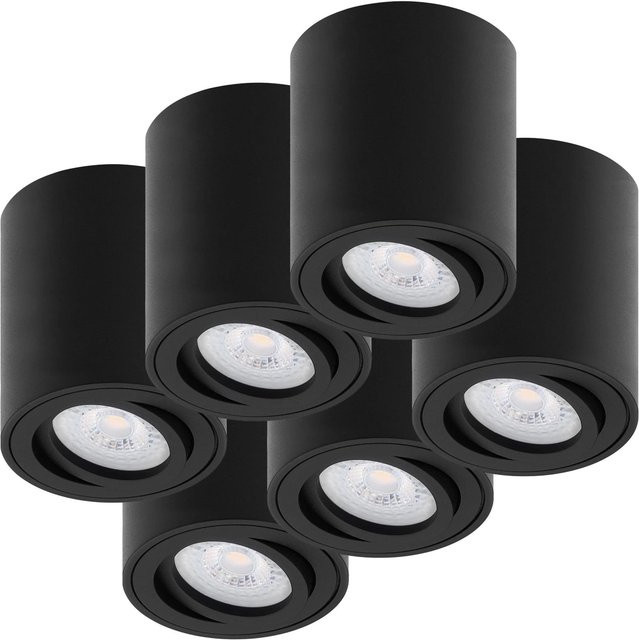 Oktaplex 6er Set Lile M Aluminium Deckenspots Schwarz mit schwenkbaren LED-Modulen Warmweiß 3000K - Bild 1