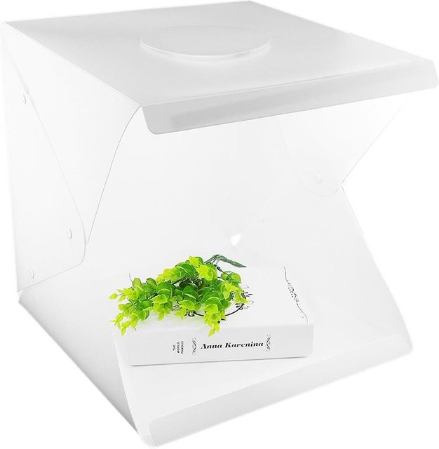 DIYelecs Mini Lichtraum LED Fotostudio Beleuchtungszelt mit 2 Hintergründen und Tasche, Weiß - Bild 1