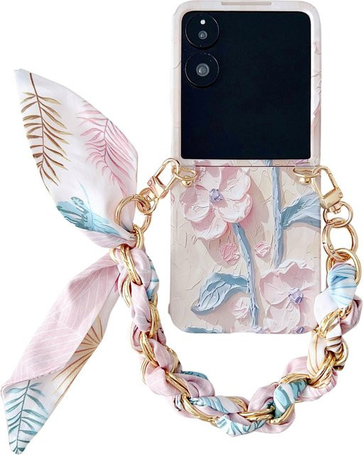 Stoßfeste Handyhülle für Xiaomi Mix Flip mit Blumenmuster, geprägter Oberfläche und Handgelenkschlaufe, Farbe: Multicolour - Bild 1