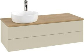 V&B Waschtischunterschrank Antao ohne Frontstruktur in Eiche Honig braun lackiert, B/T/H: 120 x 50 x 50 cm - Bild 1