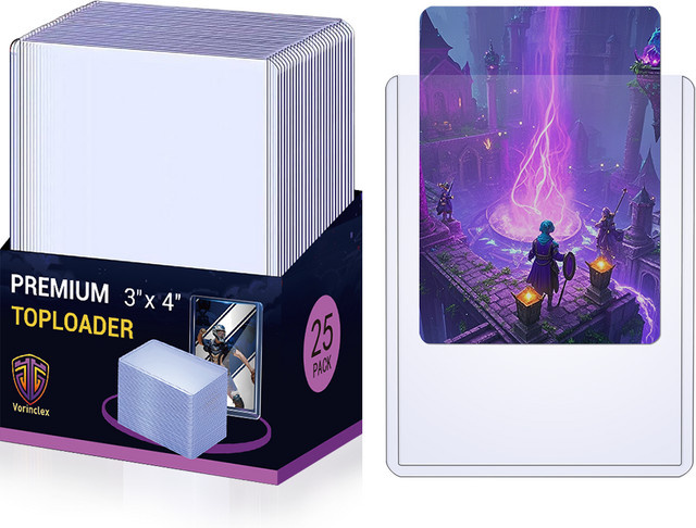 Vorinclex Toploader-Kartenhüllen, 25 Stück, 3x4 Fotokarten-Schutzhüllen, extra dicke, klar - Bild 1