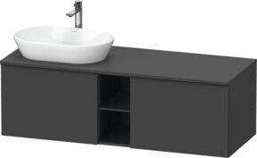 Duravit Waschtischunterschrank D-Neo Wandmontage in Schwarz und Grau mit 2 Türen und offenem Regal B/T/H: 140 x 55 x 45,9 cm - Bild 1