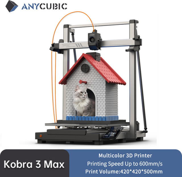 ANYCUBIC Kobra 3 Max FDM 3D-Drucker in Schwarz mit großem Bauvolumen und intelligenter App-Steuerung, B/T/H: 50 x 42 x 42 cm - Bild 1