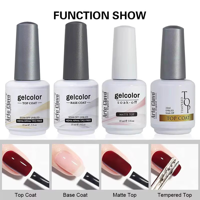 Arte Clavo Gel-Nagellack-Set, Soak Off Hybrid, 4 Teile, glänzend - Bild 2