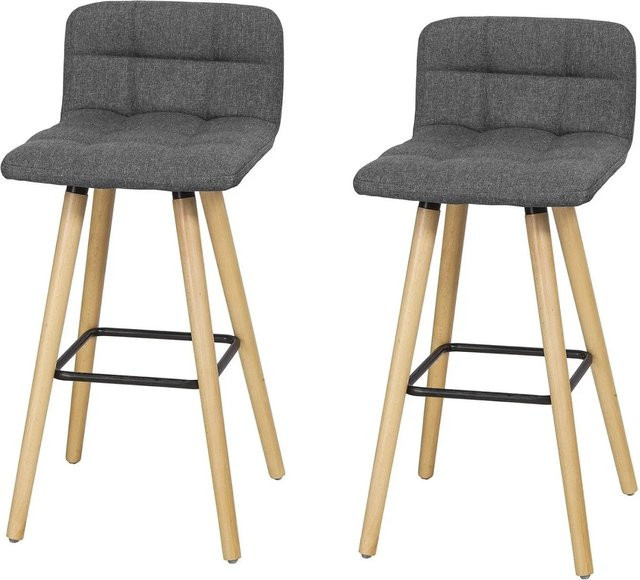 SoBuy 2er Set Barhocker mit Rücklehne in Dunkelgrau, gesteppte Polsterung, Sitzhöhe: 68 cm - Bild 5