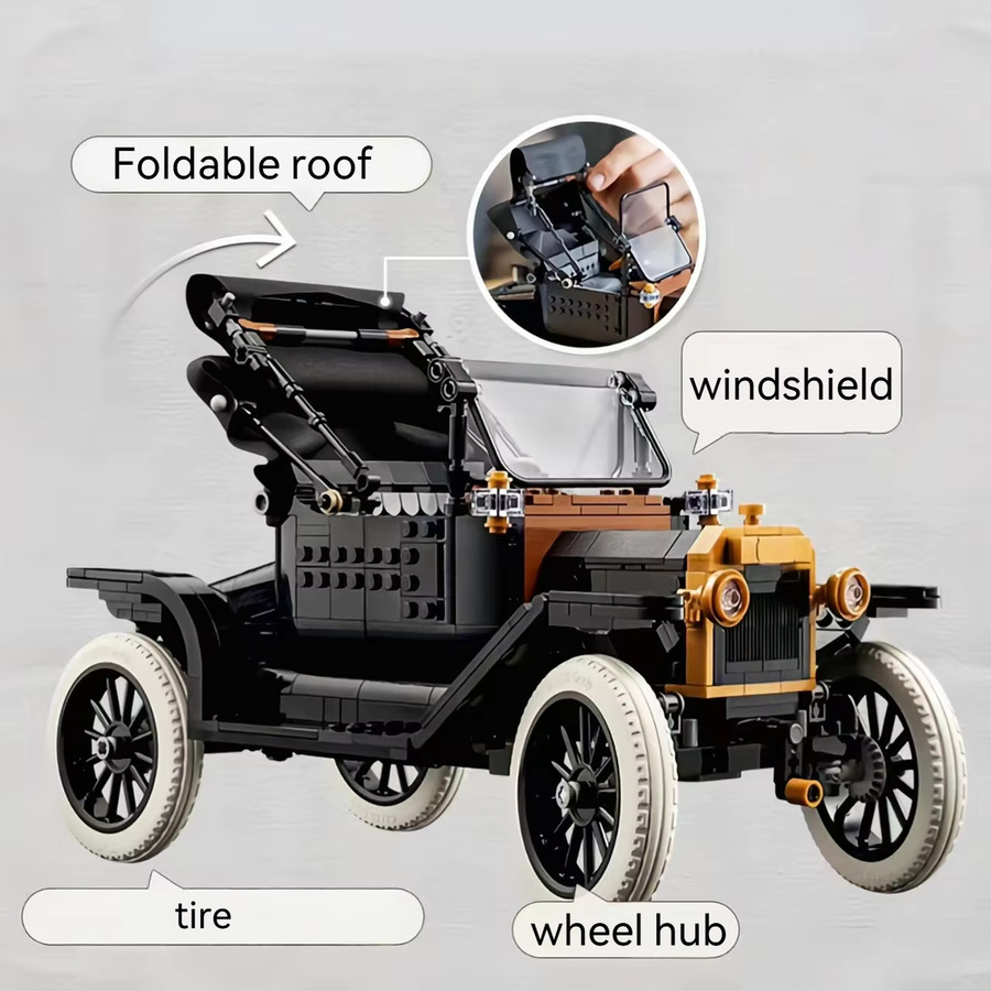 Hot Toys Ford T Modellauto, Baustein-Puzzle-Modell, 1.060 Teile - Bild 4