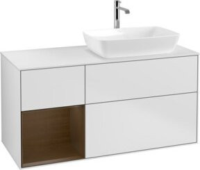 V&B Waschtischunterschrank Finion mit Wandbeleuchtung, Farbe: Weiß lackiert, Breite: 120 cm - Bild 1