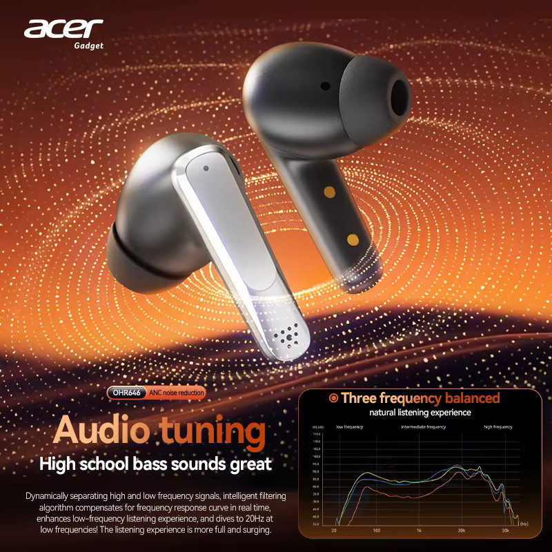 Acer Ohr646 Kabellose In-Ear Kopfhörer mit ANC Geräuschunterdrückung und HiFi-Klang in Beige - Bild 2