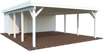 PALMAKO Carport Karl aus Fichtenholz in Weiss mit Flachdach B/T/H: 600 x 762 x 254 cm - Bild 1