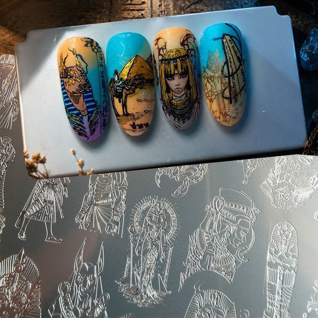 XMQ Nagelkunst-Stempelplatten, Ägyptische Pharao-Vorlagen - Bild 1